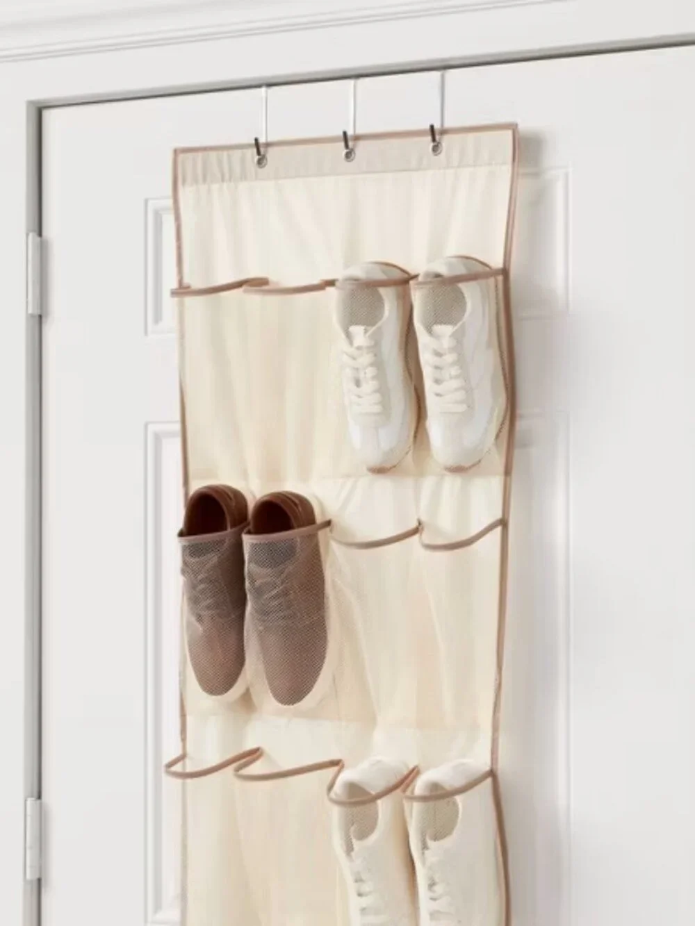 15 Pocket Over-the-Door Hanging Shoe Storage - Tan
